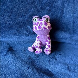 Purple and white spotted frog plush toy 5"
